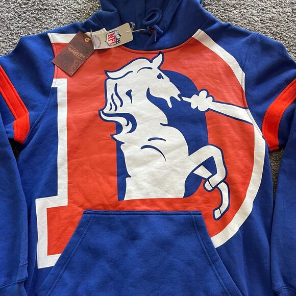 NEW Mitchell & Ness Denver Broncos Big Face Logo Hoodie Sweatshirt Mens Sz L - Picture 2 of 9